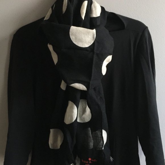 Kate Spade Black & White Wool Scarf - Picture 5 of 5
